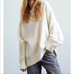 NWT Free People Ivory Scoop Neck Sweater